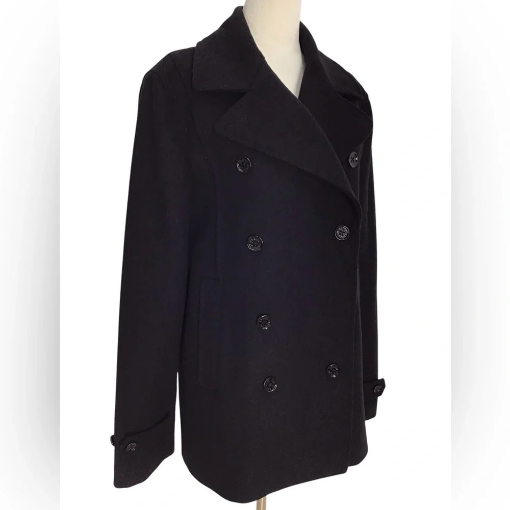 Armani Exchange Black Wool Blend Coat NEW